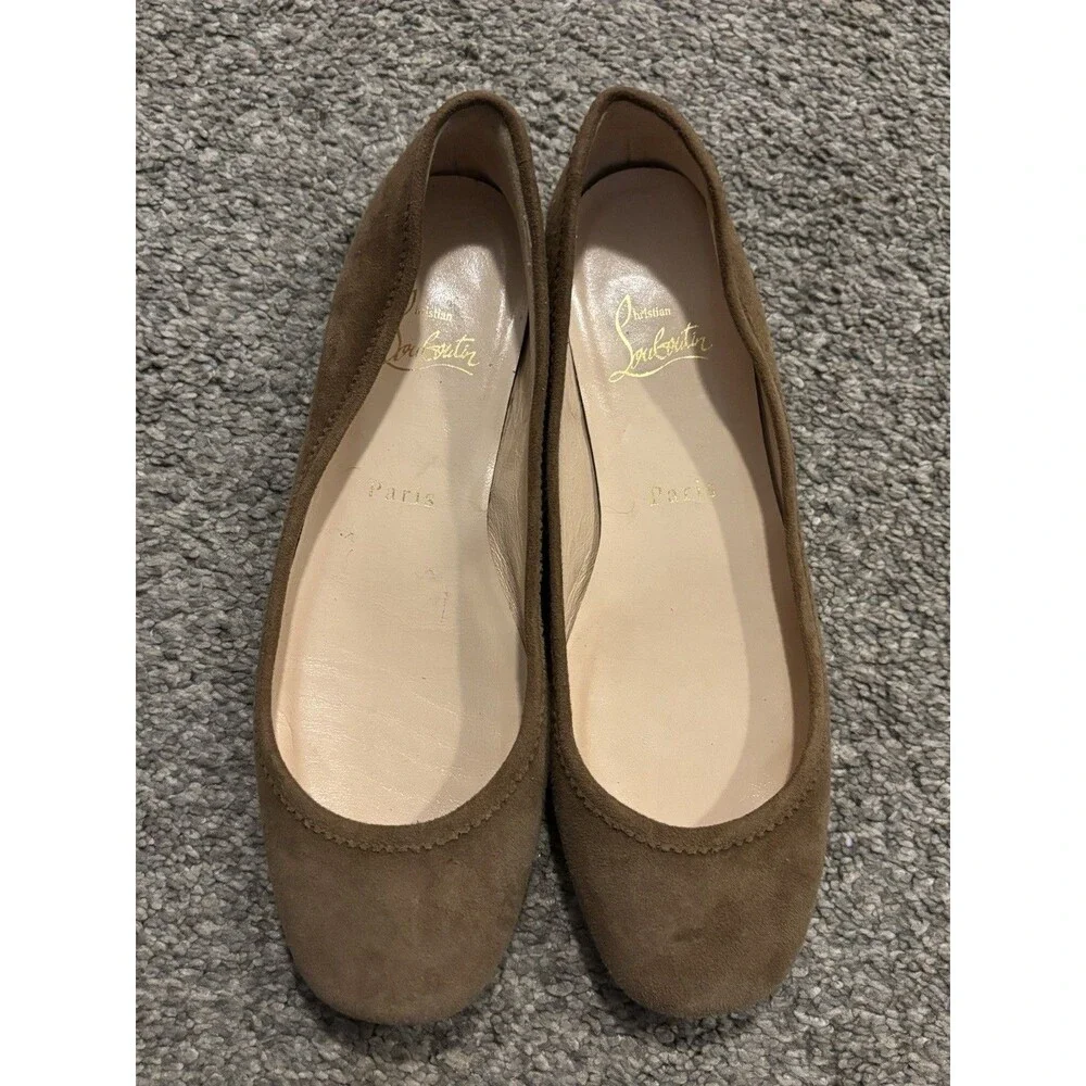 Christian Louboutin Brown Suede Ballet Flats